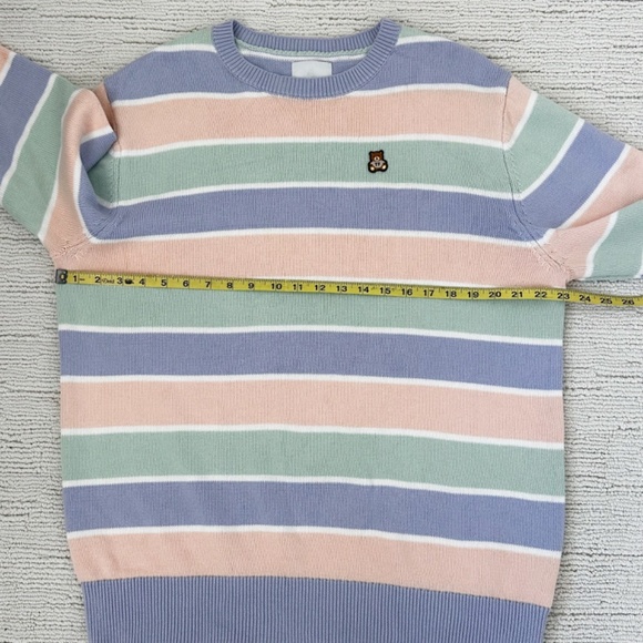 Teddy Fresh | Men’s Stripe Multicolor Pastel Crewneck Sweater | L - Picture 4 of 8